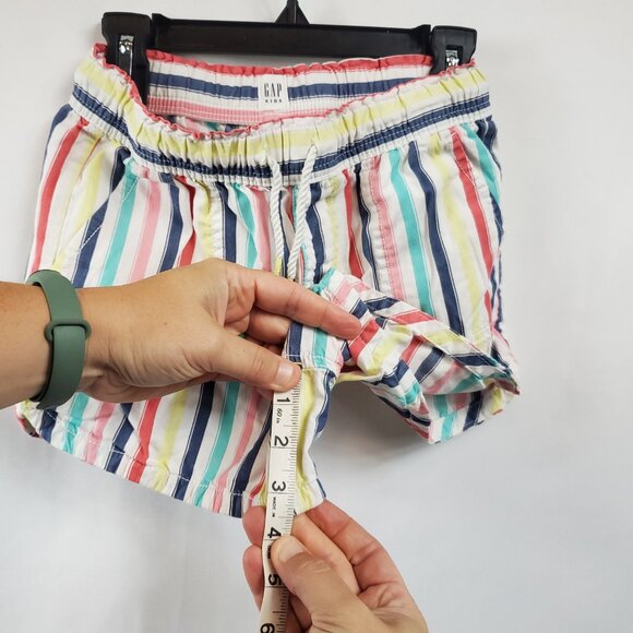 Gap Kids Girls M 8 Bermuda Stripe Shorts Elastic Waist Drawstring Pockets - Picture 9 of 9